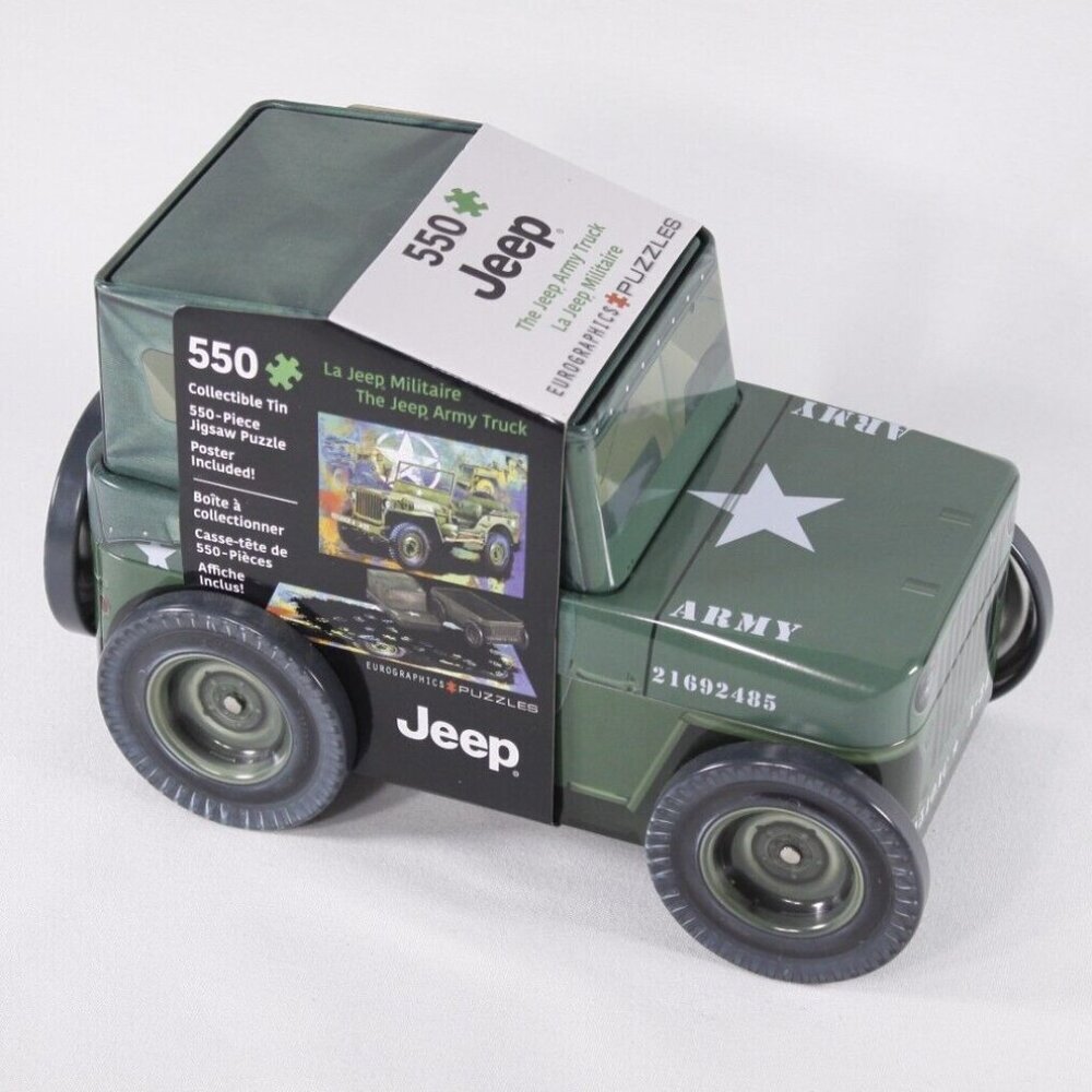 NEW Eurographics JEEP ARMY TRUCK Puzzle 550 Pcs, COLLECTIBLE METAL TIN & POSTER